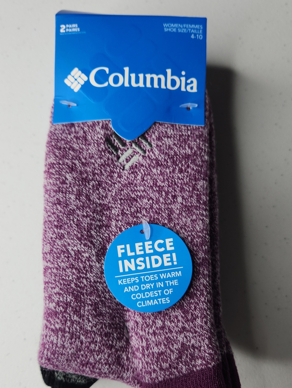 Columbia Heather Purple Women's Fleece-Lined Casual Socks